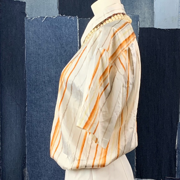 Vintage Shirt Collared Button Down Short Sleeve w/Horizontal Stripes Sz M - Picture 3 of 8